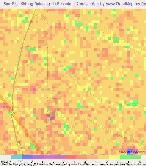 Ban Plai Khlong Rahaeng (1),Thailand Elevation Map