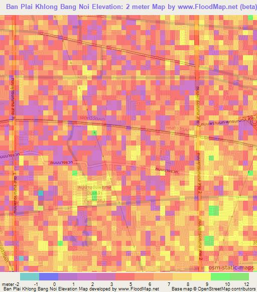 Ban Plai Khlong Bang Noi,Thailand Elevation Map