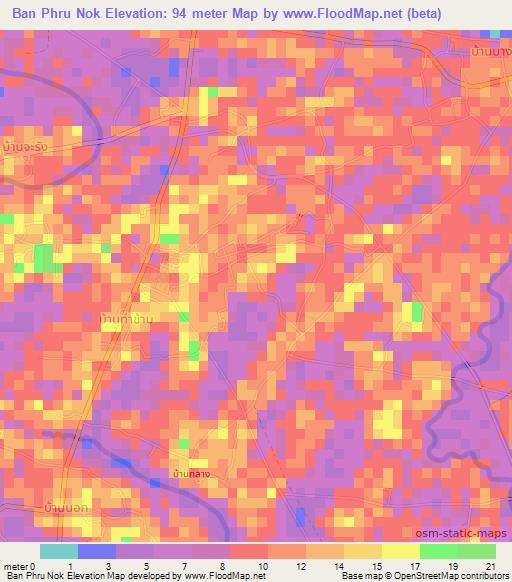 Ban Phru Nok,Thailand Elevation Map