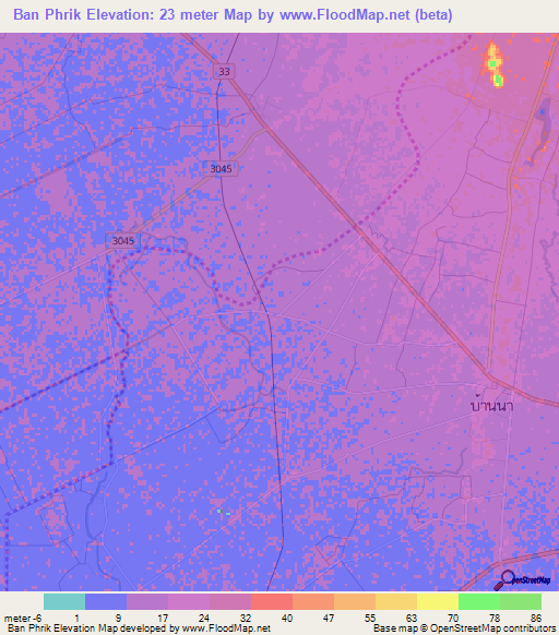Ban Phrik,Thailand Elevation Map
