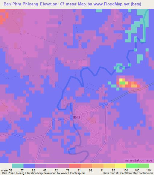 Ban Phra Phloeng,Thailand Elevation Map