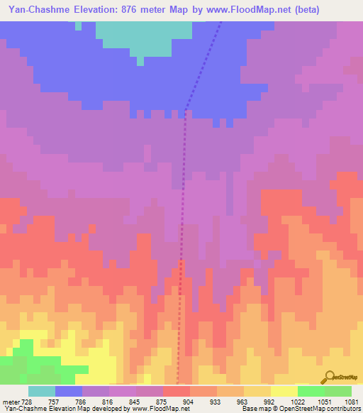 Yan-Chashme,Turkmenistan Elevation Map