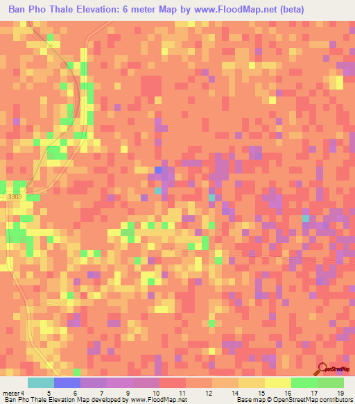 Ban Pho Thale,Thailand Elevation Map