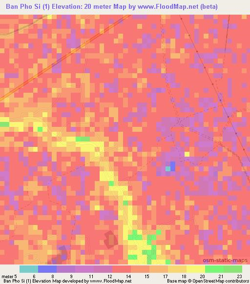 Ban Pho Si (1),Thailand Elevation Map