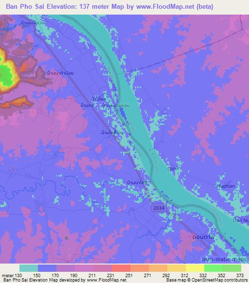 Ban Pho Sai,Thailand Elevation Map