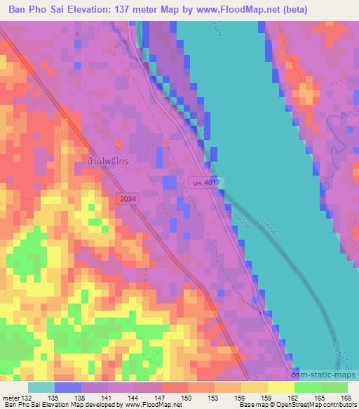 Ban Pho Sai,Thailand Elevation Map