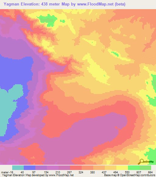 Yagman,Turkmenistan Elevation Map