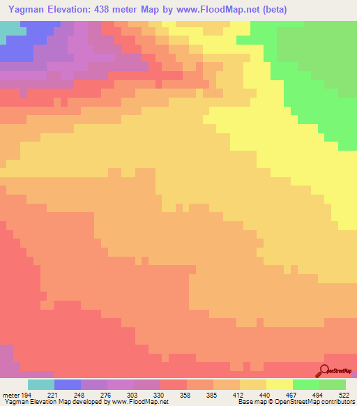 Yagman,Turkmenistan Elevation Map