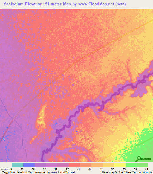 Yaglyolum,Turkmenistan Elevation Map
