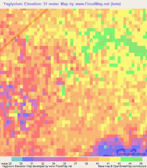 Yaglyolum,Turkmenistan Elevation Map