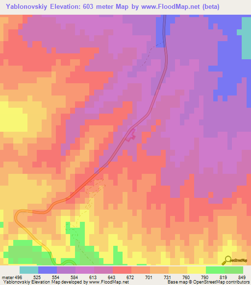 Yablonovskiy,Turkmenistan Elevation Map