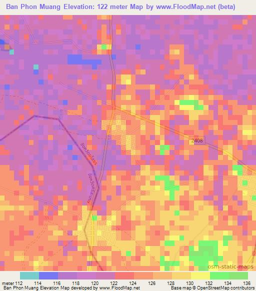 Ban Phon Muang,Thailand Elevation Map