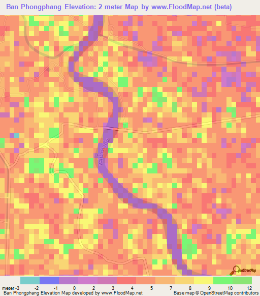 Ban Phongphang,Thailand Elevation Map