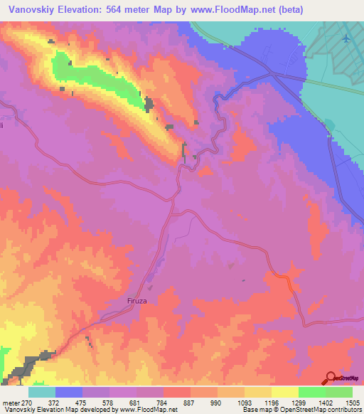 Vanovskiy,Turkmenistan Elevation Map