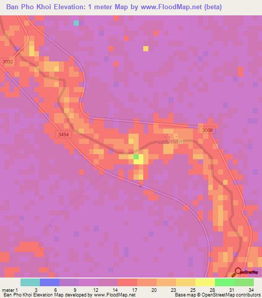 Ban Pho Khoi,Thailand Elevation Map