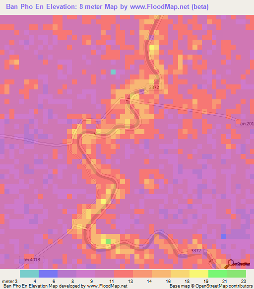 Ban Pho En,Thailand Elevation Map