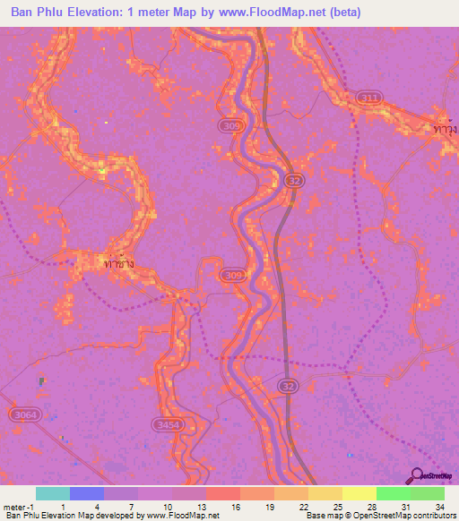 Ban Phlu,Thailand Elevation Map