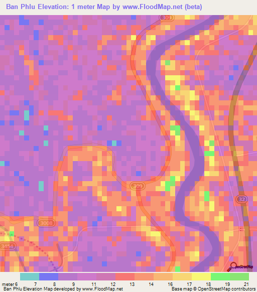 Ban Phlu,Thailand Elevation Map