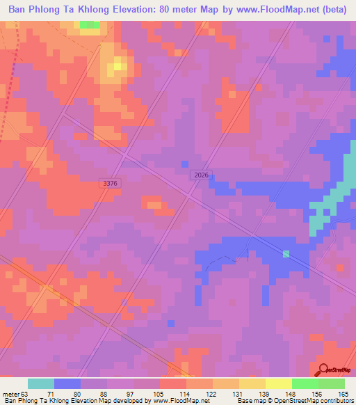 Ban Phlong Ta Khlong,Thailand Elevation Map