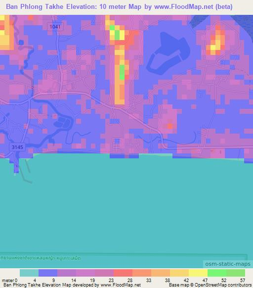 Ban Phlong Takhe,Thailand Elevation Map