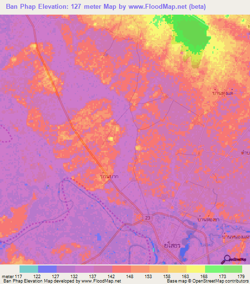Ban Phap,Thailand Elevation Map