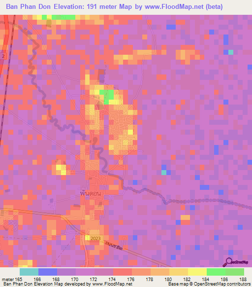 Ban Phan Don,Thailand Elevation Map