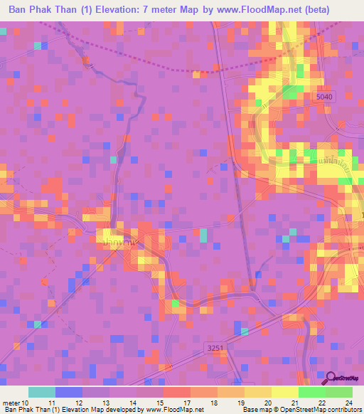 Ban Phak Than (1),Thailand Elevation Map