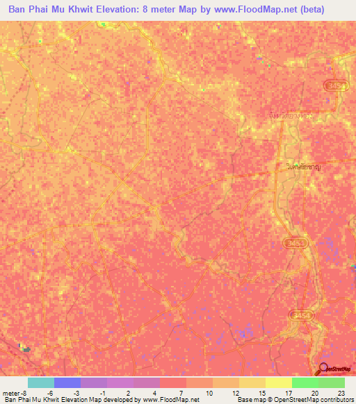 Ban Phai Mu Khwit,Thailand Elevation Map