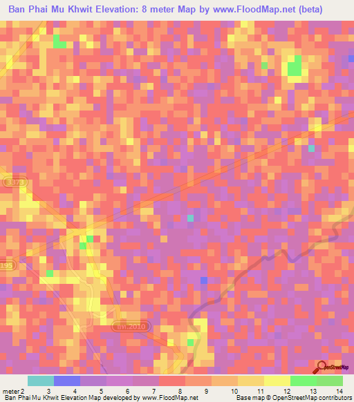 Ban Phai Mu Khwit,Thailand Elevation Map