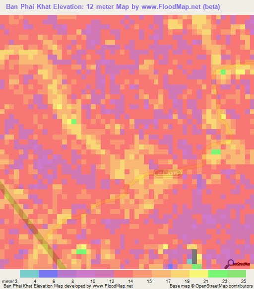 Ban Phai Khat,Thailand Elevation Map