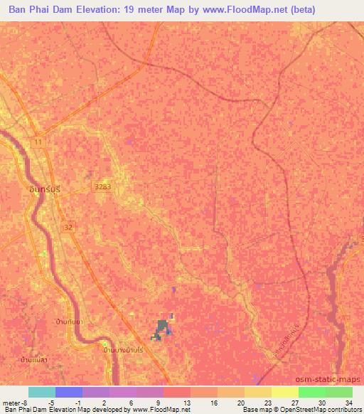 Ban Phai Dam,Thailand Elevation Map
