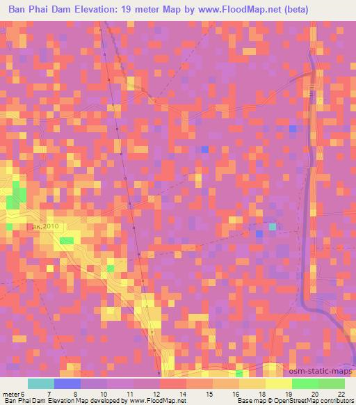 Ban Phai Dam,Thailand Elevation Map