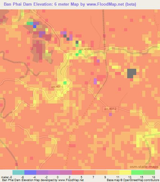 Ban Phai Dam,Thailand Elevation Map