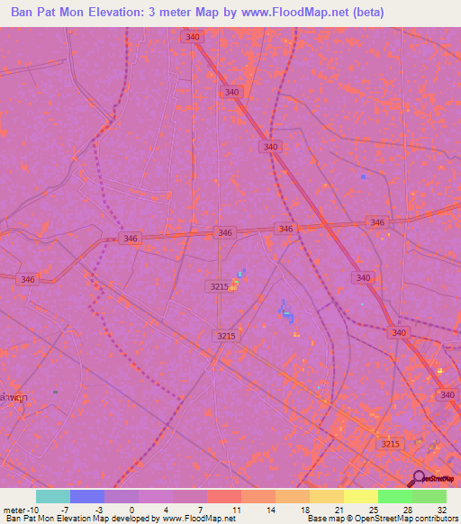 Ban Pat Mon,Thailand Elevation Map