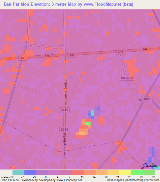Ban Pat Mon,Thailand Elevation Map