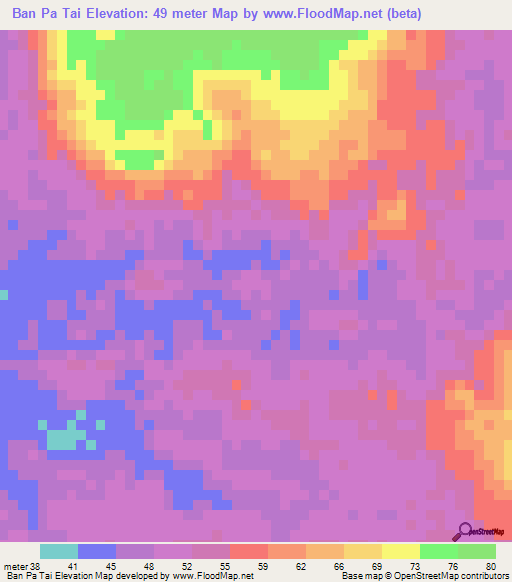 Ban Pa Tai,Thailand Elevation Map