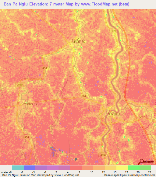 Ban Pa Ngiu,Thailand Elevation Map