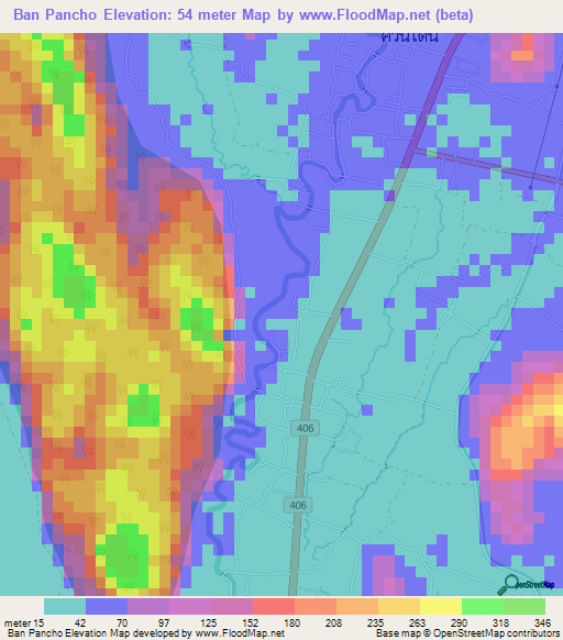 Ban Pancho,Thailand Elevation Map