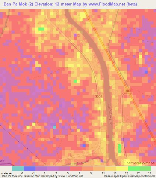 Ban Pa Mok (2),Thailand Elevation Map