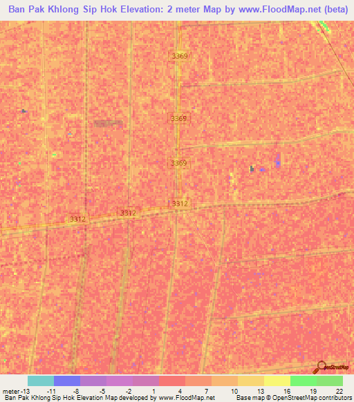 Ban Pak Khlong Sip Hok,Thailand Elevation Map