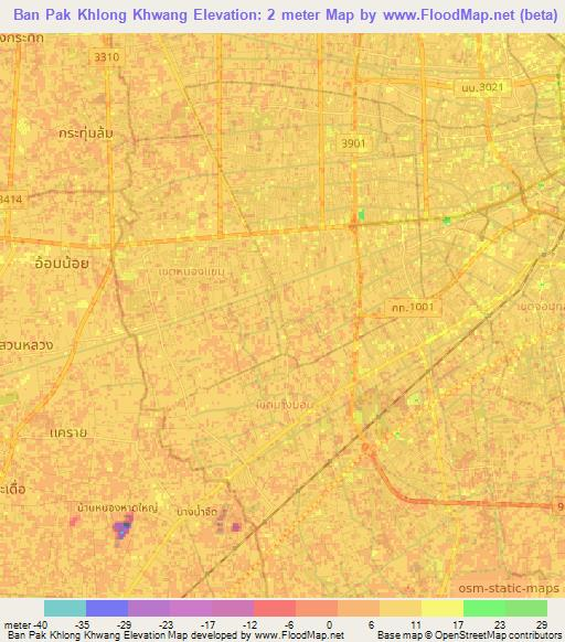 Ban Pak Khlong Khwang,Thailand Elevation Map