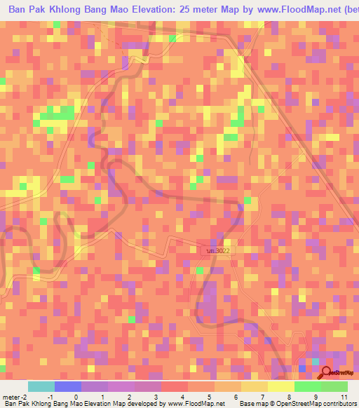 Ban Pak Khlong Bang Mao,Thailand Elevation Map