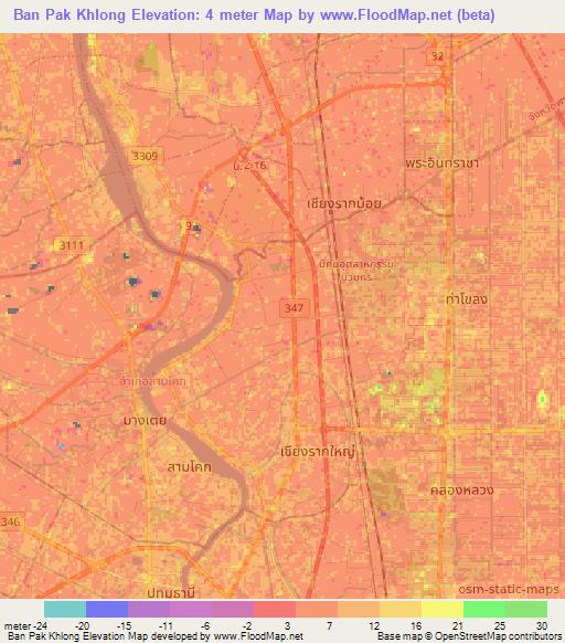 Ban Pak Khlong,Thailand Elevation Map