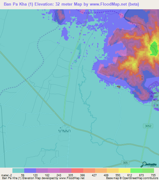Ban Pa Kha (1),Thailand Elevation Map