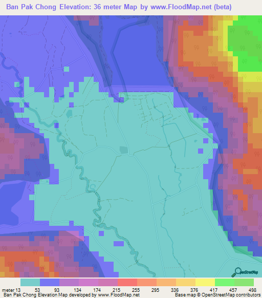 Ban Pak Chong,Thailand Elevation Map