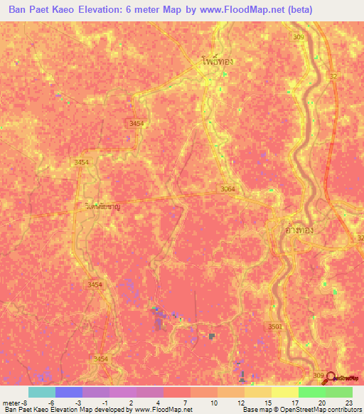 Ban Paet Kaeo,Thailand Elevation Map