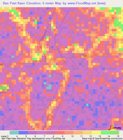 Ban Paet Kaeo,Thailand Elevation Map