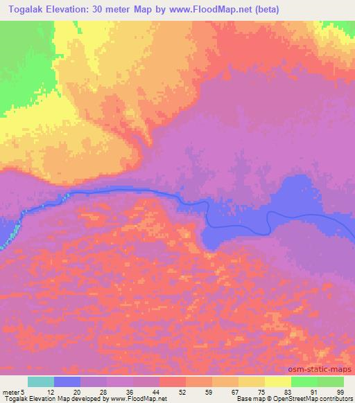 Togalak,Turkmenistan Elevation Map