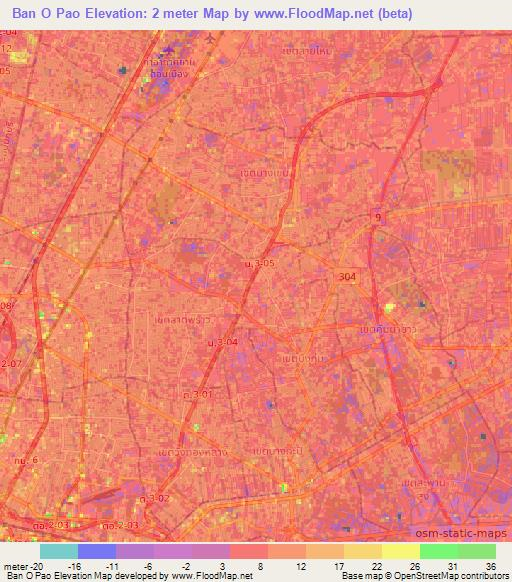 Ban O Pao,Thailand Elevation Map