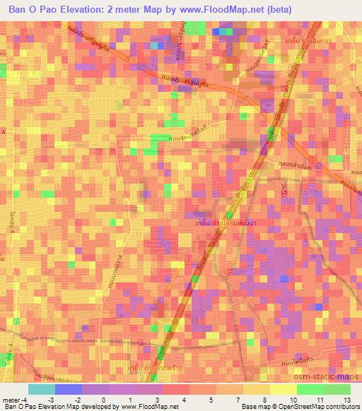 Ban O Pao,Thailand Elevation Map
